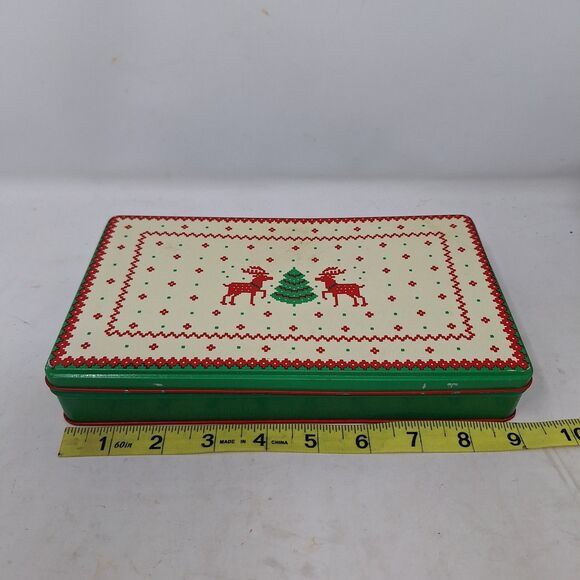 Christmas Bundle Two Ornaments Vintage Reindeer Tin Red White Candle Holiday - Picture 6 of 9